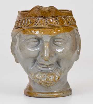 Unusual English Stoneware Face Pitcher Inscribed