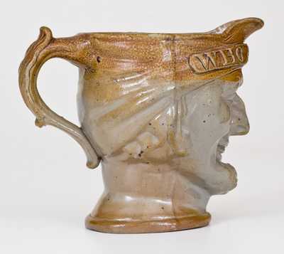 Unusual English Stoneware Face Pitcher Inscribed 