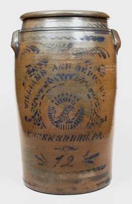 12 Gal. WILLIAMS & REPPERT / GREENSBORO, PA Stoneware Eagle Jar