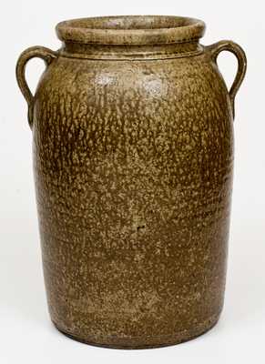 Alkaline-Glazed Double-Handled Alabama or Georgia Stoneware Jar
