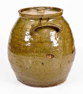 Unusual South Carolina Stoneware Lidded Jar with Impressed Mark