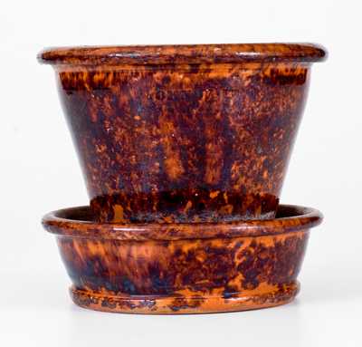 JOHN W. BELL / WAYNESBORO, PA Redware Flowerpot w/ Manganese Decoration