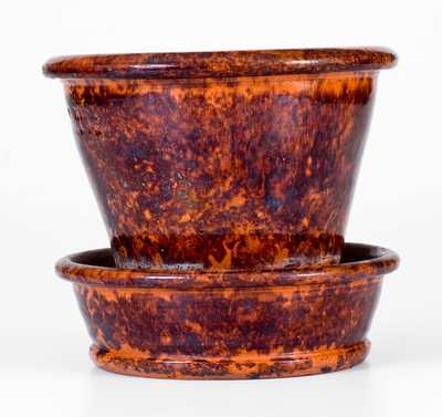 JOHN W. BELL / WAYNESBORO, PA Redware Flowerpot w/ Manganese Decoration