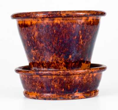 JOHN W. BELL / WAYNESBORO, PA Redware Flowerpot w/ Manganese Decoration