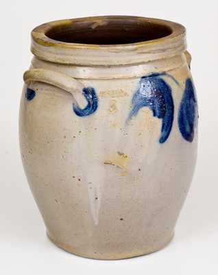 3 Gal. JOHN BELL / WAYNESBORO Stoneware Jar with Floral Decoration