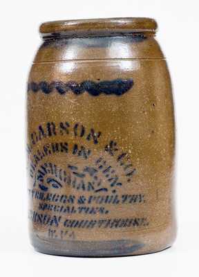 Very Unusual JACKSON COURTHOUSE, W.VA Stoneware Jar w/ Profuse Advertising