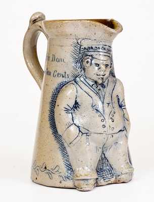 Exceptional Anna Pottery Stoneware Figural Railroad Conductor Pitcher