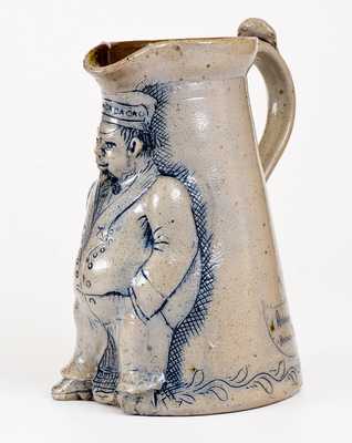 Exceptional Anna Pottery Stoneware Figural Railroad Conductor Pitcher
