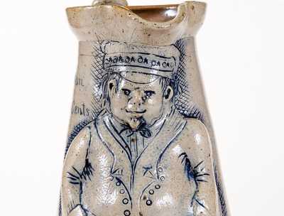 Exceptional Anna Pottery Stoneware Figural Railroad Conductor Pitcher