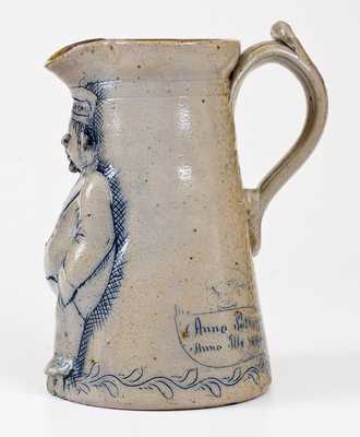 Exceptional Anna Pottery Stoneware Figural Railroad Conductor Pitcher