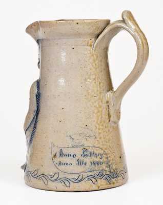 Exceptional Anna Pottery Stoneware Figural Railroad Conductor Pitcher