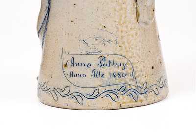 Exceptional Anna Pottery Stoneware Figural Railroad Conductor Pitcher