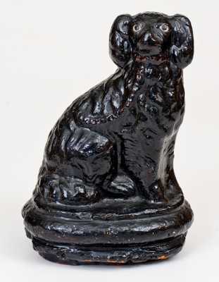 Cold-Painted Pottery Spaniel Inscribed