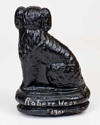 Cold-Painted Pottery Spaniel Inscribed