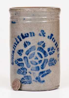 Small-Sized Hamilton & Jones Stoneware Canning Jar w/ Stenciled Rose Decoration