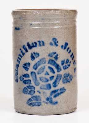 Small-Sized Hamilton & Jones Stoneware Canning Jar w/ Stenciled Rose Decoration