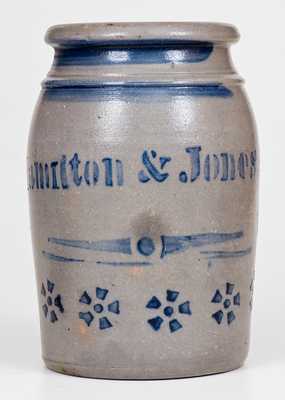 Fine Hamilton & Jones (Greensboro, PA) Stoneware Canning Jar w/ Pinwheel Design