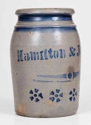 Fine Hamilton & Jones (Greensboro, PA) Stoneware Canning Jar w/ Pinwheel Design