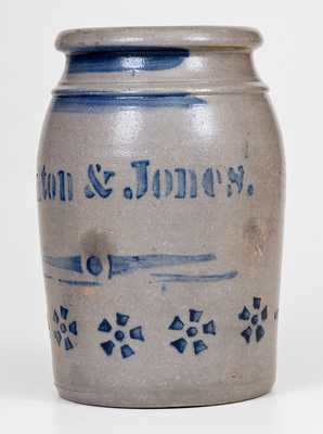 Fine Hamilton & Jones (Greensboro, PA) Stoneware Canning Jar w/ Pinwheel Design