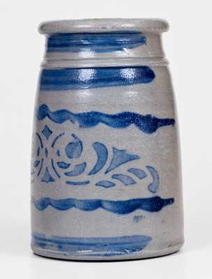 Western PA Stoneware Canning Jar w/ Striped and Stenciled Decoration