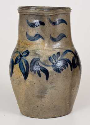 Very Fine Rockingham County, VA Stoneware Pitcher w/ Elaborate Floral Decoration