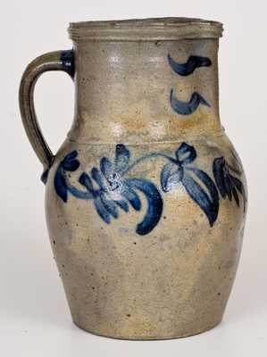 Very Fine Rockingham County, VA Stoneware Pitcher w/ Elaborate Floral Decoration
