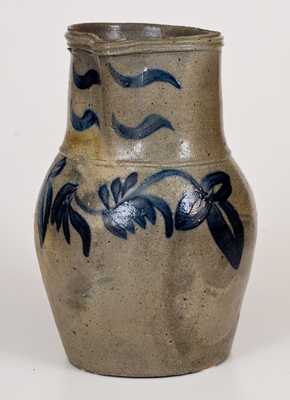 Very Fine Rockingham County, VA Stoneware Pitcher w/ Elaborate Floral Decoration
