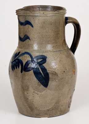 Very Fine Rockingham County, VA Stoneware Pitcher w/ Elaborate Floral Decoration