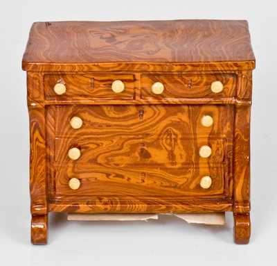 Redware Dresser Bank, probably English, with Note Attributing to William Clark