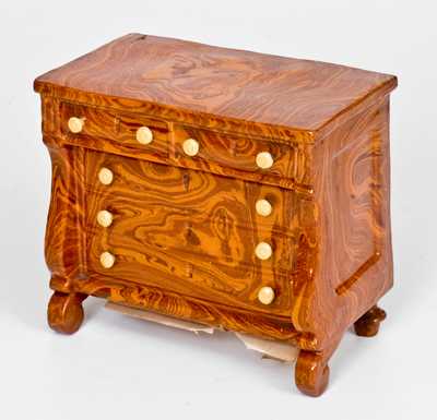 Redware Dresser Bank, probably English, with Note Attributing to William Clark