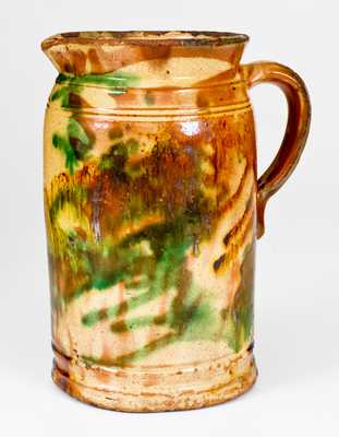 Multi-Glazed Redware Pitcher, Strasburg, VA, circa 1890