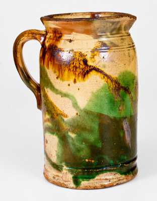 Multi-Glazed Redware Pitcher, Strasburg, VA, circa 1890