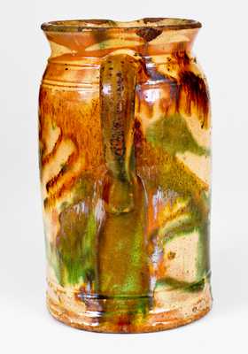 Multi-Glazed Redware Pitcher, Strasburg, VA, circa 1890