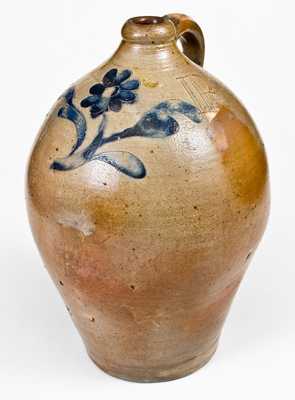 Important John Remmey II, Manhattan, NY, circa 1785 Stoneware Jug, Inscribed 