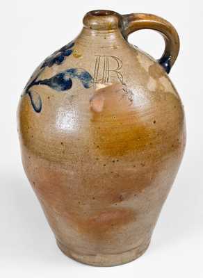 Important John Remmey II, Manhattan, NY, circa 1785 Stoneware Jug, Inscribed 