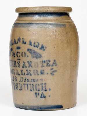 WM. HASLAGE / GROCERS AND TEA DEALERS / PITTSBURGH Advertising Jar
