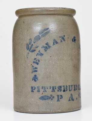 WEYMAN & BRO. / PITTSBURGH, PA Stoneware Tobacco Jar
