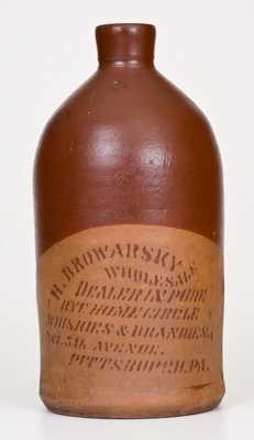 Rare Tanware Jug with Pittsburgh Stenciled Advertising