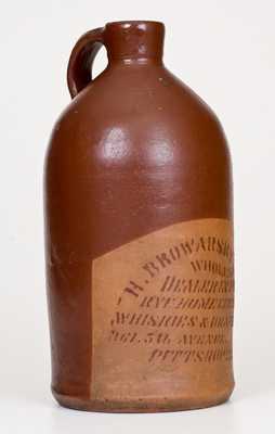 Rare Tanware Jug with Pittsburgh Stenciled Advertising