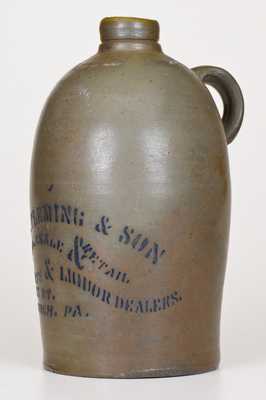 1/2 Gal. Stoneware Jug with Stenciled Pittsburgh, PA Advertising