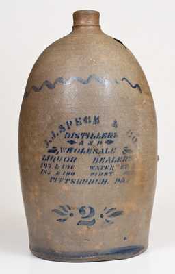 2 Gal. PITTSBURGH, PA Stoneware Advertising Jug