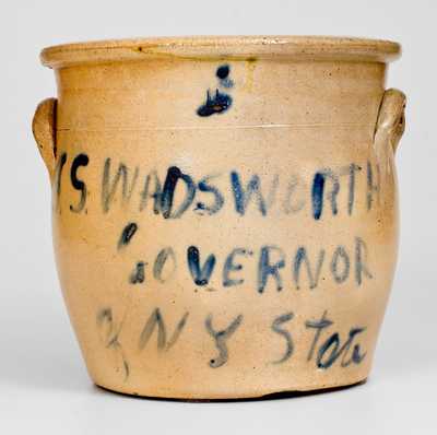 Rare J. S. WADSWORTH / GOVERNOR / OF NY STATE Stoneware Jar