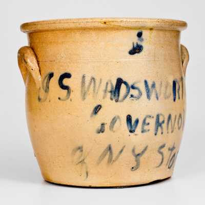 Rare J. S. WADSWORTH / GOVERNOR / OF NY STATE Stoneware Jar