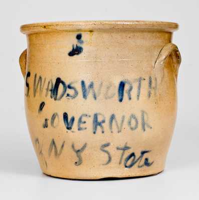 Rare J. S. WADSWORTH / GOVERNOR / OF NY STATE Stoneware Jar