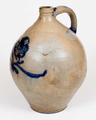 Albany, NY Stoneware Jug with Brushed Floral Decoration, circa 1825