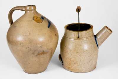 Lot of Two: 2 Gal. Ovoid Stoneware Jug and Stoneware Batter Pail