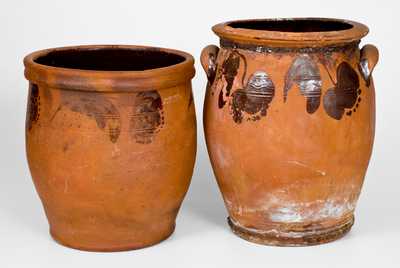 Lot of Two: JOHN BELL, JOHN W. BELL / WAYNESBORO, PA Large-Sized Redware Jars