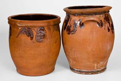 Lot of Two: JOHN BELL, JOHN W. BELL / WAYNESBORO, PA Large-Sized Redware Jars