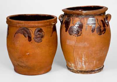 Lot of Two: JOHN BELL, JOHN W. BELL / WAYNESBORO, PA Large-Sized Redware Jars