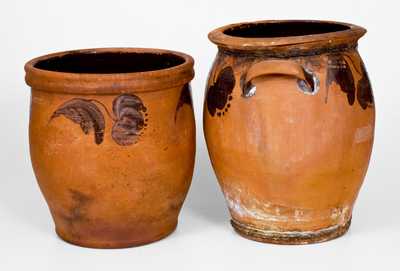 Lot of Two: JOHN BELL, JOHN W. BELL / WAYNESBORO, PA Large-Sized Redware Jars